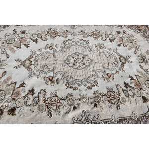 Classique Beige Brun 5.8 X 9.1ft Eco Friendly Medium Pile Laine Tapis Turc Patchwork Design pour Salle À Manger Latex Support - Product Image 5