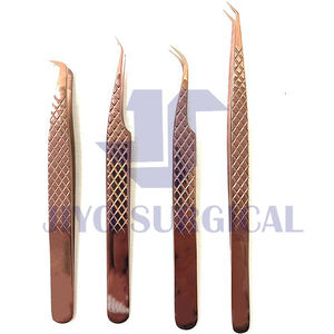 Pinzas de pestañas de oro rosa Herramienta aplicadora de extensión de pestañas de acero inoxidable de precisión para uso de maquillaje profesional y personal - Product Image 6