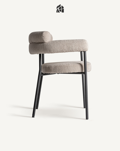 เก้าอี้ทานอาหารหุ้มเบาะผ้าบุคลี ดีไซน์ทันสมัย แข็งแรง ทนทาน พนักพิงและเบาะนั่งบุนวมอย่างดี ขาไม้สีดำ เหมาะสำหรับโรงแรมและร้านอาหาร - Product Image 2