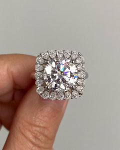 IGI Certify Round Cut Lab Grown <b>Diamond</b> <b>Ring</b> Engagement <b>Ring</b> Pear Cut Halo Style Wedding <b>Ring</b> in 14K White Gold For Women's - Product Image 6