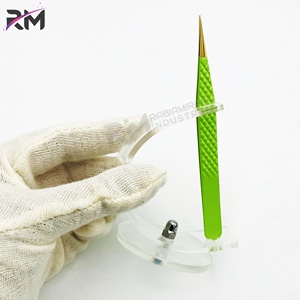 Outil de précision pour cils RMI Super September, en acier inoxydable de haute qualité, antistatique, durable, avec pointe en plasma dorée et revêtement en poudre verte - Product Image 4