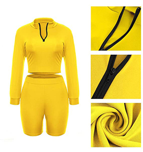 Nouveau survêtement à la mode 100% Polyester Crop top pour femmes ensemble de survêtement - Product Image 3