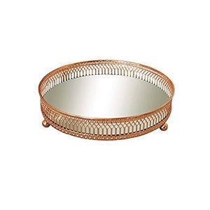 Bandeja de metal chapada en oro ecológica moderna, bandeja de servicio para el hogar y el hotel con espejo de lujo para comida, postre y joyería hecha a mano - Product Image 2