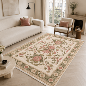Netline Home Rhythmic Lattice Soft <b>White</b> Floral Washable <b>Rug</b> - Product Image 3