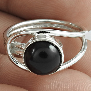 Premium Top Quality Natural Black Onyx Gemstone 925 Sterling Silver Round Shape <b>Chunky</b> <b>Ring</b> Bohemian Handmade Jewelry Suppliers - Product Image 2