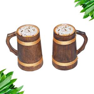 Taza desechable de madera para beber Respetuoso con el medio ambiente Hecho a mano Logotipo personalizado Café Bebida Mango Tazas de madera Manija de la taza - Product Image 3