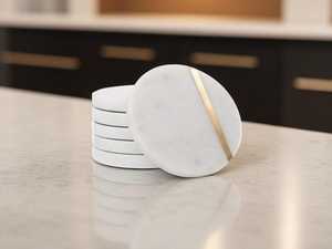 Posavasos Redondo de Mármol Blanco, Hecho a Mano, de Piedra Natural, Decoración para el Hogar - Product Image 2