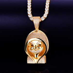 Diseño de moda Iced Out Lab Grown Diamond con 10kt Oro sólido Hip Hop Hoody Skull Style Joyería fina Colgantes y dijes - Product Image 2
