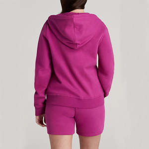 Sudadera con capucha de lana con cremallera completa de moda de alta calidad para mujer con traje corto de lana hecho de tela de lana polivinílica de algodón - Product Image 2