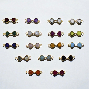 Conector de Plata 925 con Forma de Corazón y Piedra Preciosa de Peridoto - Engaste de Bisel Chapado en Oro para Joyería DIY de Aniversario - Product Image 3