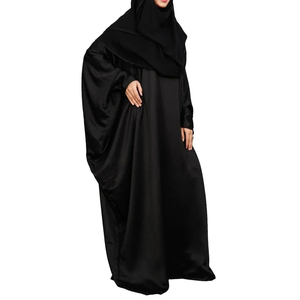Solid Color Black Long Sleeve Islamic Clothing Muslim Hijab Women Abaya/non Printed Plain Muslim Long Casual Out Wear Abaya - Product Image 2