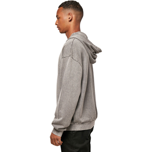 Sudaderas con capucha de gran tamaño con mangas largas de color sólido, ropa de calle informal prelavada de 100% algodón con lavado ácido personalizado para hombre - Product Image 2