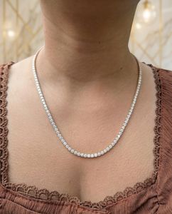 Collar de diamantes brillantes con corte redondo de 15.00 quilates, color EF, claridad VVS, diamantes cultivados en laboratorio, en oro macizo de 14 quilates, para novias, bodas, compromisos y fiestas. - Product Image 1