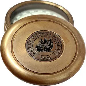 Brass Nautical 2 inches Vintage Compass Brass Pocket Transit Compass - Robert Frost Poem RJ HANDICRAFT STORE