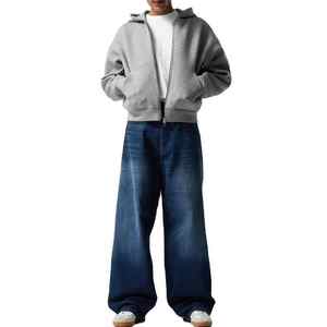 Sudadera con capucha de alta calidad para hombre Fabricantes Heavy Weight French Terry 500gsm Zip up Cropped Boxy Hoodie - Product Image 2