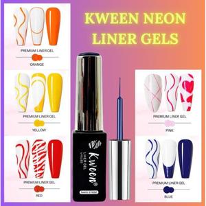 ชุดเจลไลเนอร์เพ้นท์เล็บ Kween-สีนีออนบลู ชมพูร้อน เหลือง แดง-แปรงหัวเล็ก ล้างออกได้ ใช้กับหลอดไฟ LED กล่องของขวัญเพื่อความงาม - Product Image 2