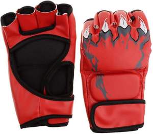 ถุงมือชกมวยครึ่งนิ้วถุงมือต่อสู้ MMA แบบปรับได้สำหรับฝึกซ้อมมวยไทย - Product Image 3