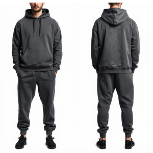 Conjunto Deportivo para Hombre, Color Gris Carbón, Estilo Acid Wash, Sudadera con Capucha Oversize y Pantalones Jogger, Ropa Casual Urbana - Product Image 1