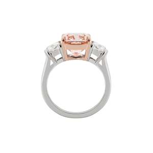 3.00CT Cushion Fancy Vivid <b>Pink</b> Colour Lab Grown IGI Certified Diamond Three Stone Ring for women - Product Image 3