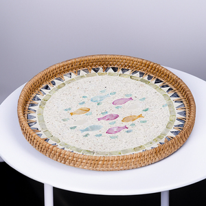 Plateau d'incrustation de nacre du Vietnam de haute qualité plateau de service fait main élégant pour salon et décor modernes-SM2020 - Product Image 3
