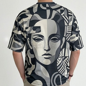 Camiseta de punto extragrande con estampado para hombre, logo frontal, ajuste holgado informal, transpirable, de secado rápido, cómoda, estilo urbano. - Product Image 6