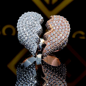 10,00 TCW corte ovalado Moissanite Pave ajuste corazón diseño declaración anillo personalizado estilo Hip Hop oro blanco para mujeres GRA certificado - Product Image 1