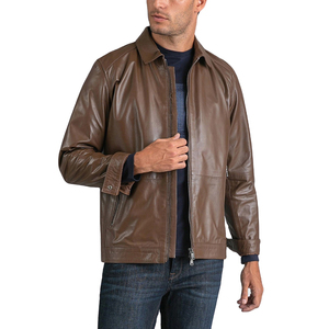 Chaqueta de cuero Vintage de tendencia superior para hombre, logotipo personalizado, cuello levantado, proveedor directo de fábrica, nueva ropa de invierno con estilo - Product Image 1
