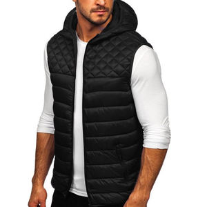 Custom Logo Winter <b>Quilted</b> Sleeveless Jacket Plus Size Men's Vest <b>Waistcoats</b> Man Jacket Hooded Down Puffer Men's Vest - Product Image 4