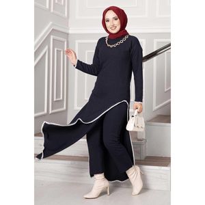 Ensemble 2 pièces à fente latérale bleu marine - Product Image 5