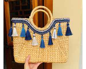 Bolsa de jacinto de agua diseñada para marcas de ropa de playa con acabado hecho a mano Bolsa de jacinto de agua disponible para pedidos de exportación al por mayor - Product Image 4