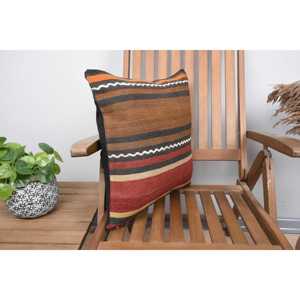 Multicolor Wool Kilim Rug <b>18x18</b> Inch Woven with Rustic Vintage Pattern for Home Decor - Product Image 2