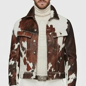 Veste en cuir de vachette pour homme, logo personnalisable sur le devant, élégante, pour le streetwear, l'hiver et l'usage quotidien - Product Image 2