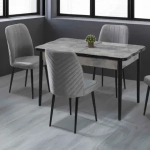 Table à manger + ensemble de 6 chaises table rallongée Table en MDF pieds en bois chaises confortables permettant d'économiser de la place Offres Spéciales prix d'usine