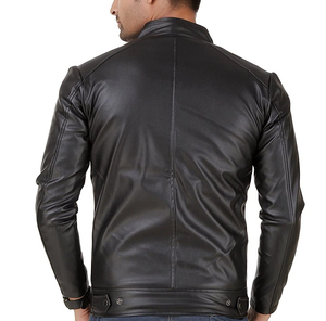 OEM Customized Men's Warm Genuine Leather Jacket Winter Coat with Stand Collar Canvas Featuring Custom Logo for Motorcycling - Product Image 2