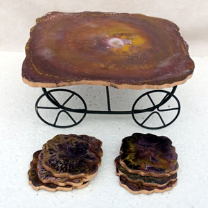 จานเค้กราคาไม่แพงพร้อมชุดจานรองแก้ว 4 ชิ้น เรซิ่นทําจากขอบทอง ชุดเครื่องมือมีดเค้ก ชานเค้กเรซิ่นแฮนด์เมด - Product Image 4