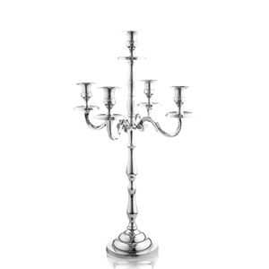 Les mieux notés métal aluminium argent fini 5 bras candélabre bougeoir taille personnalisée pour les décors de pièce maîtresse de table de mariage - Product Image 5