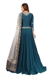 Traje Salwar Anarkali Kurta de Georgette Chinon Satinado con Bordado Étnico para Mujer, Conjunto con Dupatta, Ropa de Boda India/Pakistaní - Product Image 2