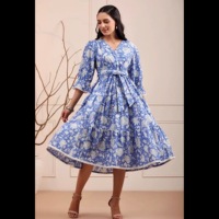 Imprimé Maxi femmes filles robe pur coton indien bloc impression tenue décontractée été soirée robe de soirée en gros longue Midi en vrac