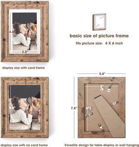 Cadres photo 4x6 Ensemble de 6 cadres photo ferme rustique 3x5 avec tapis ou 4x6 sans tapis Affichage de table et montage mural - Product Image 3