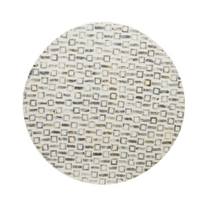 Mesa Auxiliar Moderna Ecológica con Base de Metal Dorado y Diseño de Mosaico de Mimbre Tejido Natural M.R. ARTESANÍAS para la Sala de Estar - Product Image 4