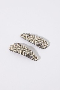 Pasadores de Pelo Hechos a Mano con Cuentas de 3 Pulgadas, Diseño de Pinza y Broche para el Cabello con Bordado de Cuentas Blancas y Negras para Mujer - Product Image 5