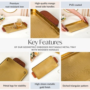 Bandejas de Servicio Artesanales de Hierro y Madera de Estilo Moderno de Mediados de Siglo, Diseño Floral Multifuncional para Decoración de Bodas y Ramadán, Varios Modelos - Product Image 4