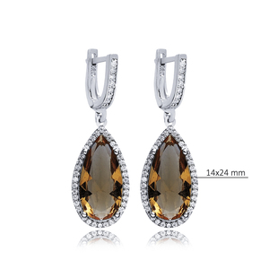 14x24mm Poire Design Sultanite CZ Pierre Dangle Boucle D'oreille En Argent Sterling 925 En Gros Fine Jewelry Turc - Product Image 2