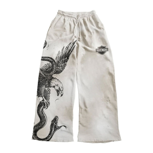 <b>Top</b> Quality Acid Wash Sweatpants Wholesale Customize <b>Distressed</b> Flared Pants Trousers - Product Image 4