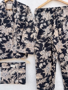 Ensemble de pyjama décontracté en coton imprimé numérique floral indien pour femmes, taille plus, vêtements de détente, ensemble de pyjama pour demoiselle d'honneur - Product Image 2
