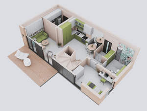 Cómoda casa completamente lista prefabricada ensamblada por módulos diseño moderno PROT - Product Image 2