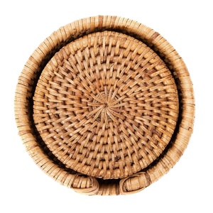 Sous-verres ronds en rotin tissé à la main avec support Poterie Hôtel Table Jute Coaster Haute Vente Qualité Design Moderne - Product Image 1