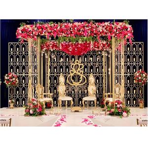 Bougie intérieur en métal pour mariage 1 pièce, décor moderne en cristal, installation de Mandap de mariage asiatique tendance - Product Image 1