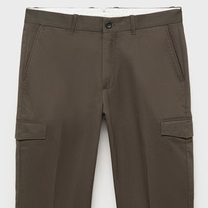 Pantalon en coton décontracté pour hommes de haute qualité personnalisable kaki droit confortable coupe régulière léger plat Design-Vente en gros - Product Image 2