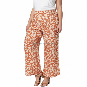 <b>Summer</b> Fashion Women's Mid Waist Floral Print Palazzo <b>Pants</b> Loose Ankle-Length Beach Spandex/Polyester Drawstring Closure - Product Image 1